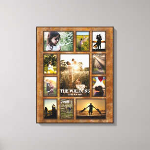 Eleganter Faux-Bronze-Rahmen Familienfoto-Collage Leinwanddruck