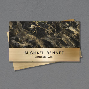 Eleganter Faux-Gold-Metall schwarz Marmor Berater Visitenkarte