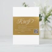 Eleganter Faux-Goldfolien-Script-QR-Code-Hochzeits RSVP Karte (Stehend Vorderseite)