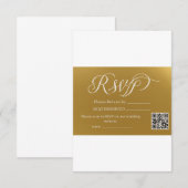Eleganter Faux-Goldfolien-Script-QR-Code-Hochzeits RSVP Karte (Vorne/Hinten)