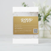 Eleganter Faux-Goldfolien-Script-QR-Code-Hochzeits RSVP Karte (Stehend Vorderseite)