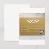 Eleganter Faux-Goldfolien-Script-QR-Code-Hochzeits RSVP Karte (Vorne/Hinten)