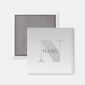 Eleganter Faux-Silber-Grau-Verlauf-Monogramm-Klass Magnet (Vorderseite/Rückseite)