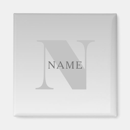 Eleganter Faux-Silber-Grau-Verlauf-Monogramm-Klass Magnet (Vorne)