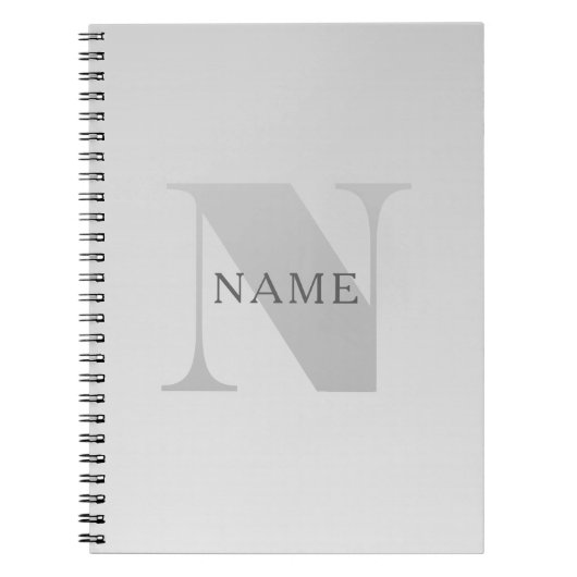 Eleganter Faux-Silber-Grau-Verlauf-Monogramm-Klass Notizblock (Vorderseite)