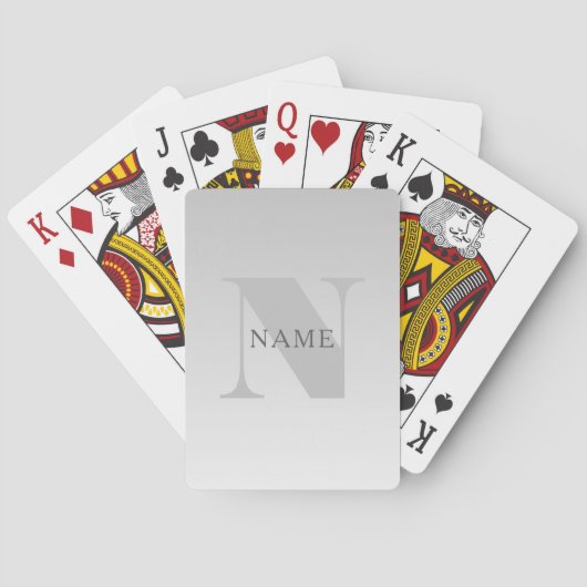Eleganter Faux-Silber-Grau-Verlauf-Monogramm-Klass Spielkarten (Rückseite)