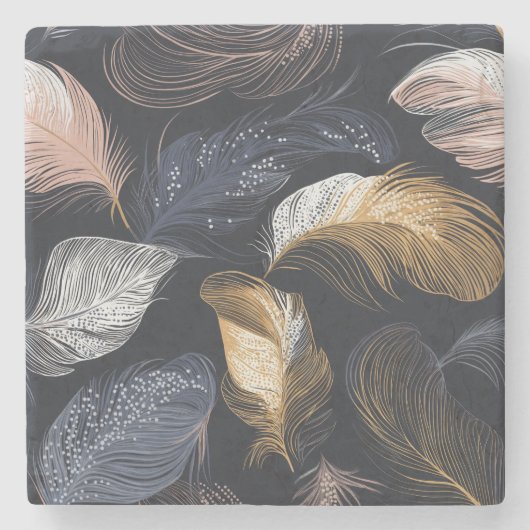 Eleganter Feather Bohemisch Stone Untersetzer (Vorderseite)