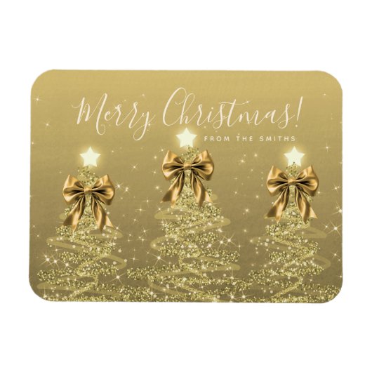 Eleganter Feiertags-Gold-Weihnachtsbaum-Gruß  Magnet (Horizontal)