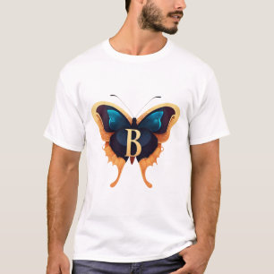 Eleganter, feiner "B"-Schriftart mit Butterfly T-Shirt