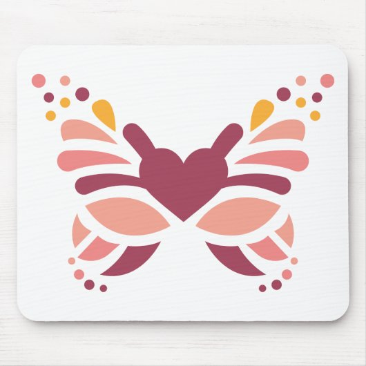 Eleganter femininer Boho-Pastell-Schmetterling Mousepad (Vorne)