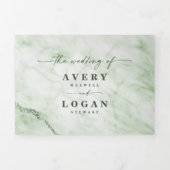 Eleganter Fern Green Marble mit Foil Wedding Dreifach Gefaltete Einladung (Cover)