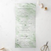 Eleganter Fern Green Marble mit Foil Wedding Dreifach Gefaltete Einladung (Innenseite)