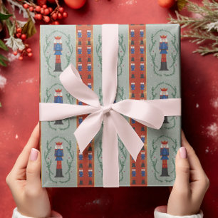 Eleganter Festlicher Blauer Frohe Weihnachten Nuss Geschenkpapier