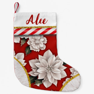 Eleganter festlicher, floraler Personalisierter Na Kleiner Weihnachtsstrumpf