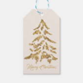 Eleganter festlicher Goldbaum Frohe Weihnachten Geschenkanhänger (Vorderseite)