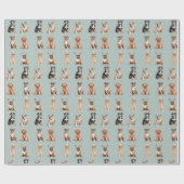 Eleganter festlicher hellblauer Welpenhund Geburts Geschenkpapier (Flach)