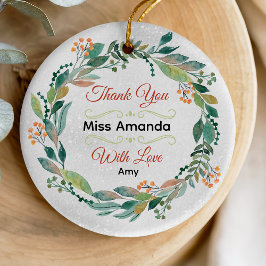 Eleganter festlicher Lehrer Weihnachtskranz Keramik Ornament