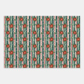 Eleganter festlicher Rot-Grün-Weihnachten gestreif Geschenkpapier Set (Vorderseite 2)