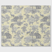 Eleganter festlicher Toile Fox Deer Gray Gold Beig Geschenkpapier (Flach)