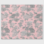 Eleganter festlicher Toile Fox Deer Rabbit Gray Pi Geschenkpapier (Flach)