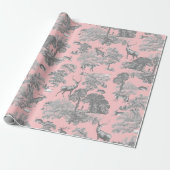 Eleganter festlicher Toile Fox Deer Rabbit Gray Pi Geschenkpapier (Ungerollt)