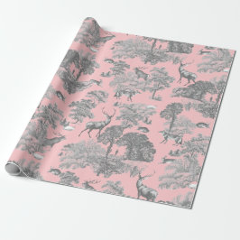 Eleganter festlicher Toile Fox Deer Rabbit Gray Pi Geschenkpapier