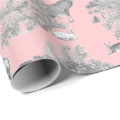 Eleganter festlicher Toile Fox Deer Rabbit Gray Pi Geschenkpapier (Rolleneckpunkt)
