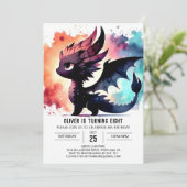 Eleganter Feueratemdrache Geburtstag Einladung (Stehend Vorderseite)