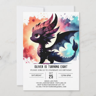 Eleganter Feueratemdrache Geburtstag Einladung