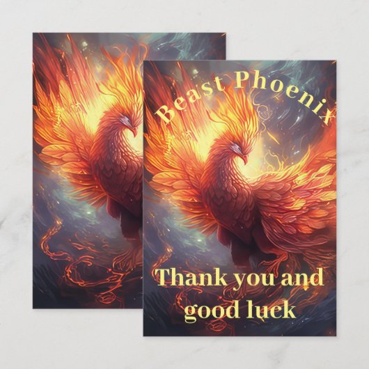eleganter Feuerphoenix Dankeskarte (Vorne/Hinten)