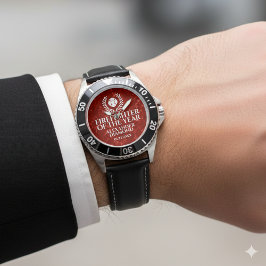 Eleganter Feuerwehrmann des Jahres Roter Marmor Armbanduhr