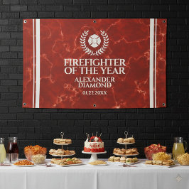 Eleganter Feuerwehrmann des Jahres Roter Marmor Banner