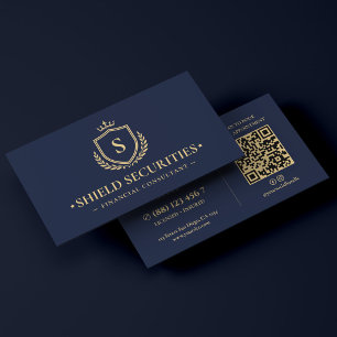 Eleganter Finanzberater Crown Shield Dunkelblau  Visitenkarte