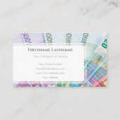 Eleganter Finanzexperte mit weißem Euro-Geld Visitenkarte (Rückseite)