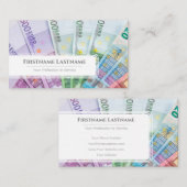 Eleganter Finanzexperte mit weißem Euro-Geld Visitenkarte (Vorne/Hinten)