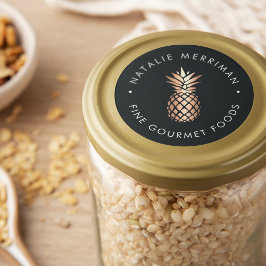 Eleganter Firmenname für Kupferananas Runder Aufkleber