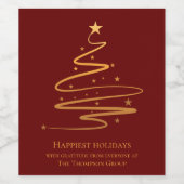 Eleganter Firmenname Tree Red Christmas Weinetikett (Einzelnes Label)