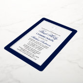 Eleganter First Holy Communion Cross Silver Frame Folieneinladung (Gedreht)