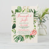 Eleganter Flamingle & Jingle Tropical Holiday Einladung (Stehend Vorderseite)