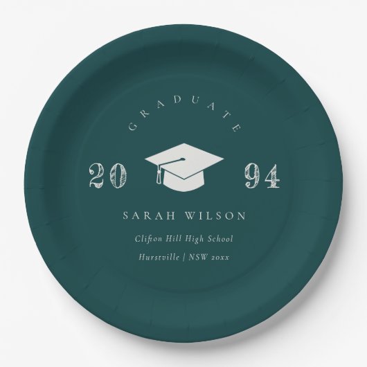 Eleganter Flaschen Grüner Minimal Einfacher Abschl Pappteller (Vorderseite)