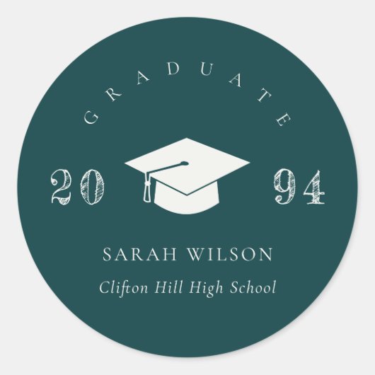 Eleganter Flaschen Grüner Minimal Einfacher Abschl Runder Aufkleber (Vorderseite)