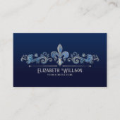 Eleganter Fleur-de-lis Pearl und Blauer Marmor Visitenkarte (Vorderseite)