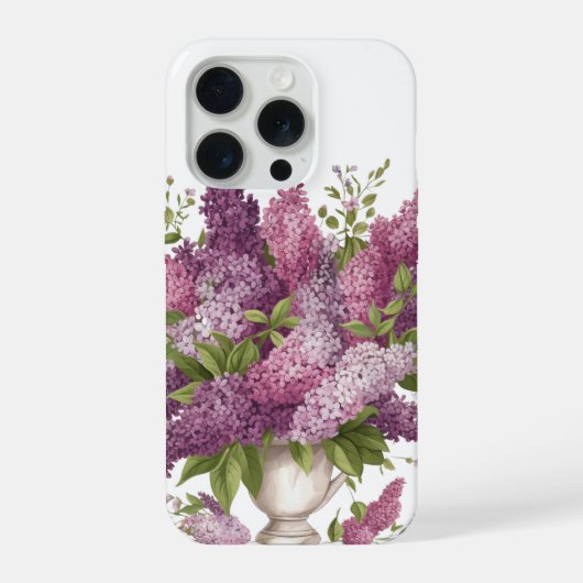 Eleganter Flieder-Blumenstrauß-Vase iPhone Hülle (Rückseite)