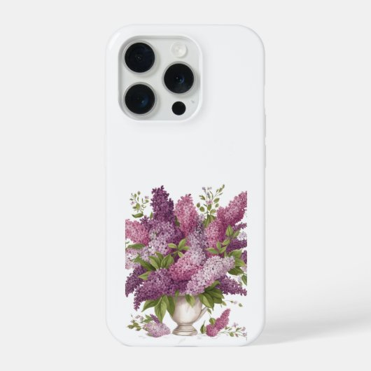 Eleganter Flieder-Blumenstrauß-Vase iPhone Hülle (Rückseite)