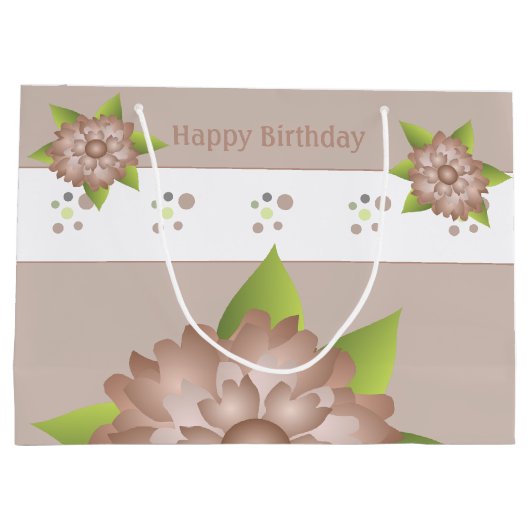 Eleganter Flora- und Polka-Dot Große Geschenktüte (Rückseite)