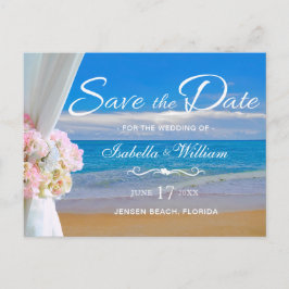 Eleganter Floral Beach Summer Wedding rettet das D Postkarte