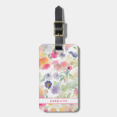 Eleganter Floral Chic Stilvolle Girly Luggage Tag Gepäckanhänger (Vorderseite vertikal)
