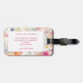 Eleganter Floral Chic Stilvolle Girly Luggage Tag Gepäckanhänger (Rückseite horizontal)