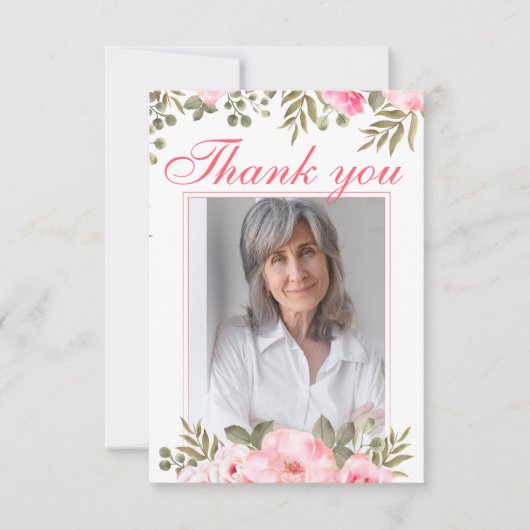 Eleganter floral Dankeschön Karte für Gedenkdienst (Vorderseite)