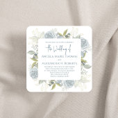 Eleganter floral Dusty Blue Classic Rose QR Code Einladung